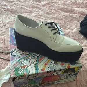Women's White Platform Oxford Shoes